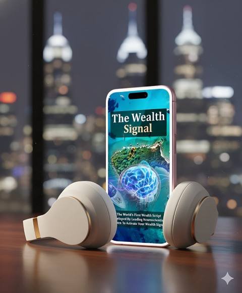 Diagram explaining how The Wealth Signal works with alpha brainwave focus